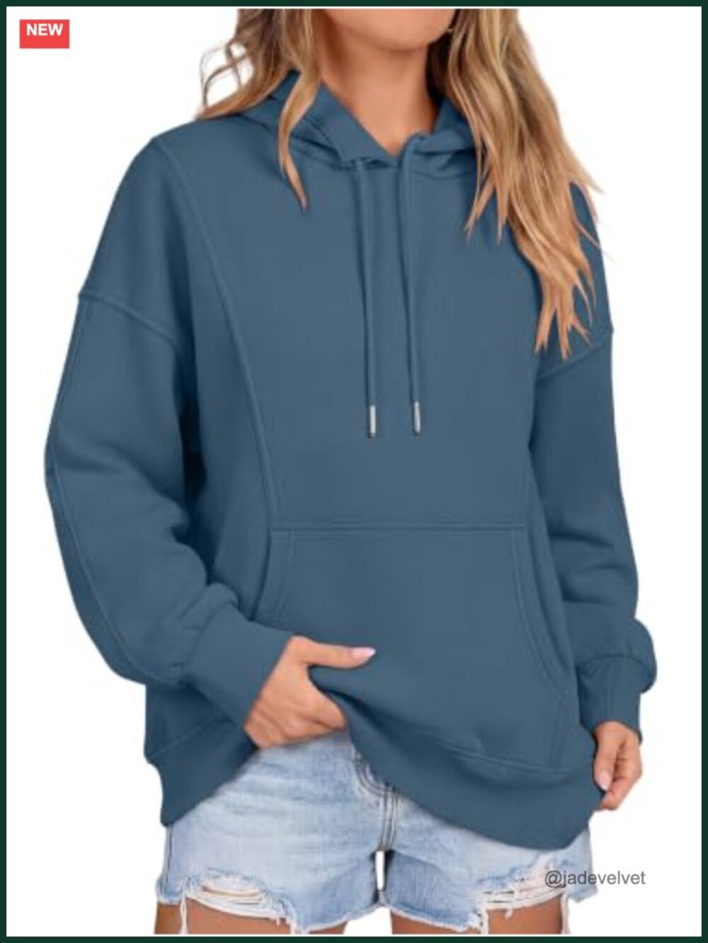 Oversized Longline Hoodie Kangaroo Pocket Ribbed Cuffs Fall Sweatshirt